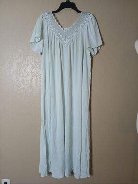 VTG Shadow LINE USA Maxi Nightgown Sky Blue Size L Antron III Lace
